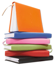 Bonded Leather Colored Ribbon Embossed Journals